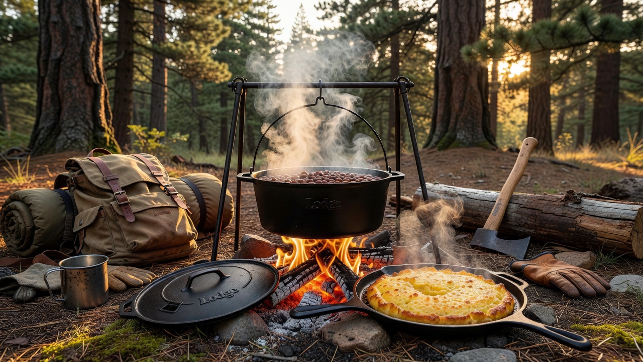 Lodge 5-Quart Cast Iron Double Dutch Oven with Skillet Lid