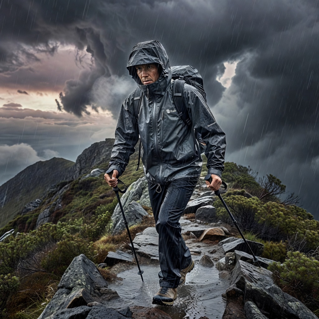 Rab Men's Downpour Jacket — Lightweight Waterproof Hooded Coat for Hiking & Trekking